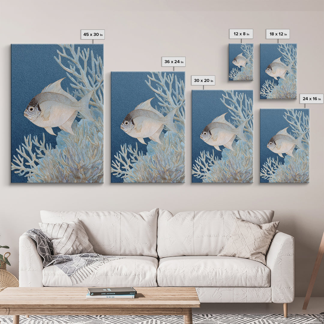 Tropical Fish over Coral Reef Framed Canvas Print, Tropical Art, Digital Print, Living Room Decor, Tropic, Downloadable Prints, TRO-2x3-43