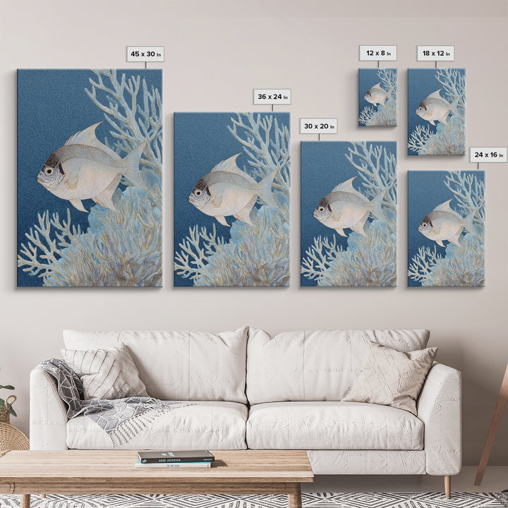 Tropical Fish over Coral Reef Framed Canvas Print, Tropical Art, Digital Print, Living Room Decor, Tropic, Downloadable Prints, TRO-2x3-43