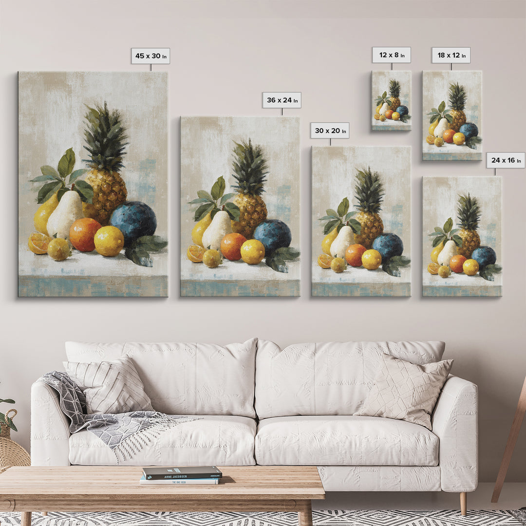 Tropical Fruit Market Arrangement Framed Canvas Print, Tropical Art, Printable Art, Living Room Decor, Abstract Art, Tropic, TRO-2x3-47