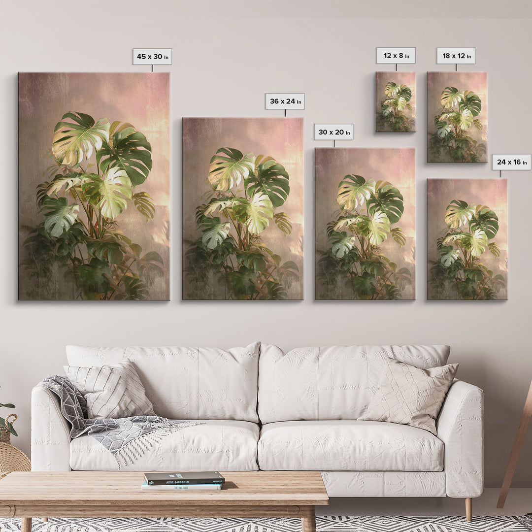 Lush Monstera Leaves Canvas Print, Tropical Art, Beach Decor, Living Room Decor, Oil Painting, Tropic, Fine Art Print, TRO-2x3-57