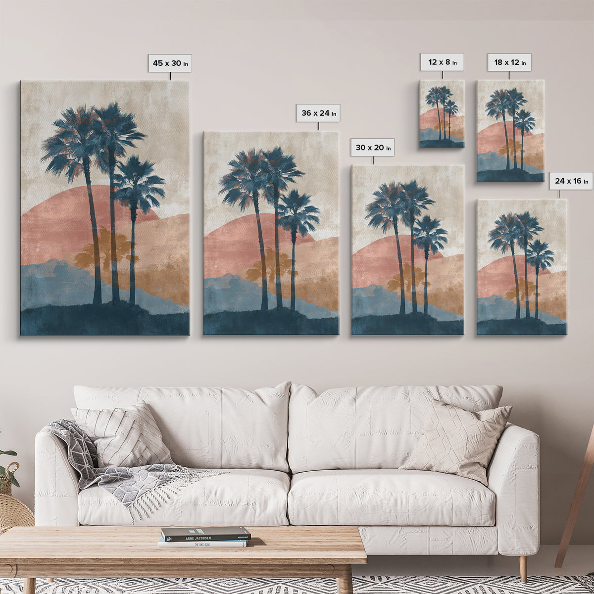 Palm Tree Silhouettes Framed Canvas Print, Tropical Art, Wall Art Prints, Living Room Decor, Fine Art, Tropic, Beach Wall Art, TRO-2x3-60