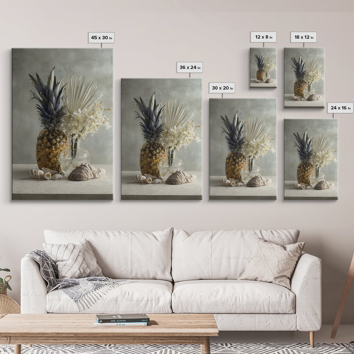 Pineapple and Palm Still Life Canvas Print, Tropical Art, Printable Art, Living Room Decor, Abstract Art, Tropic, TRO-2x3-62