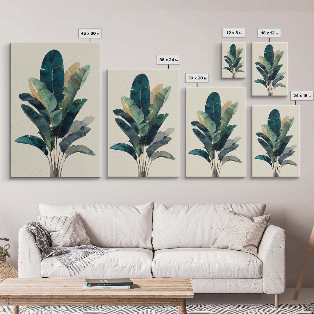 Banana Leaves Layered Canvas Print, Tropical Art, Coastal Wall Art, Living Room Decor, Fine Art, Tropic, Beach Prints, TRO-2x3-65