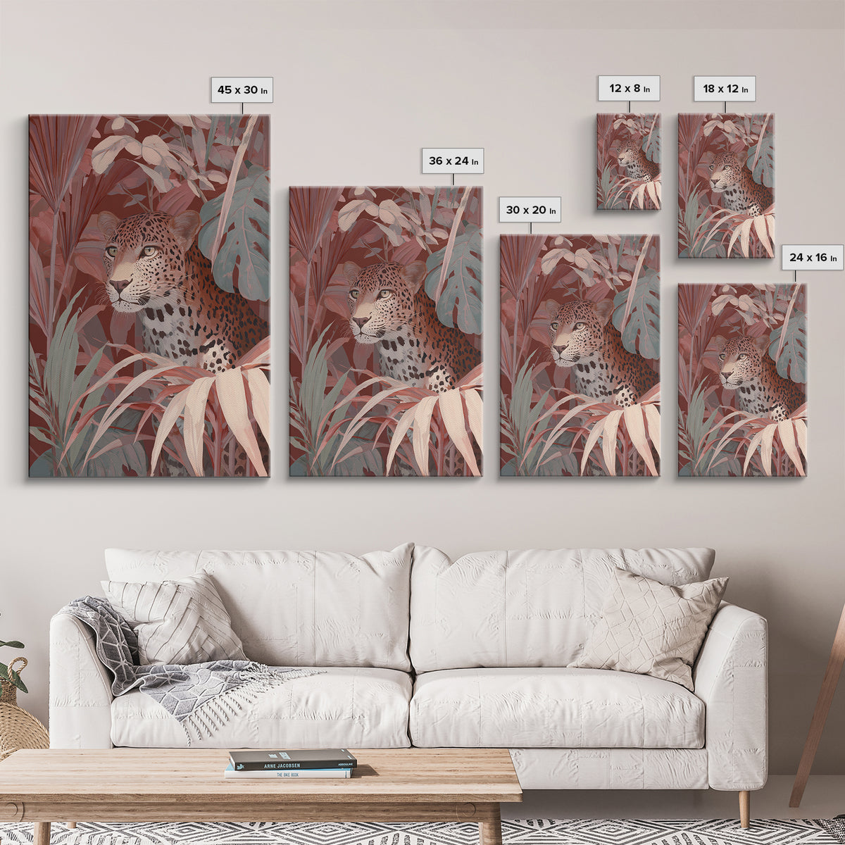 Leopard Hidden Among Palm Leaves Canvas Print, Tropical Art, Printable, Living Room Decor, Fine Art, Tropic, Coastal Decor, TRO-2x3-70