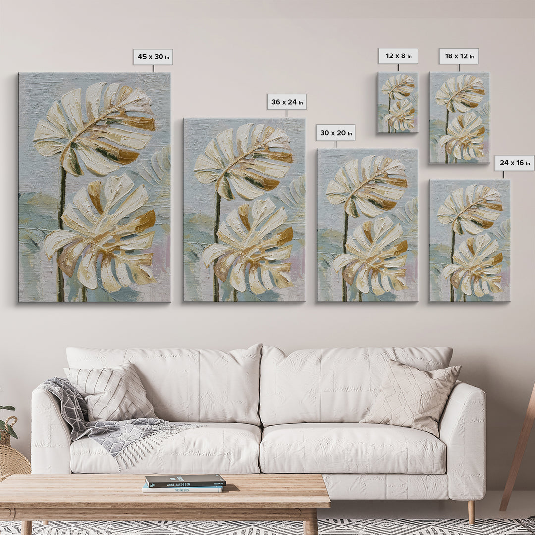 Lush Monstera Leaves Canvas Print, Tropical Art, Beach Decor, Living Room Decor, Oil Painting, Tropic, Fine Art Print, TRO-2x3-81