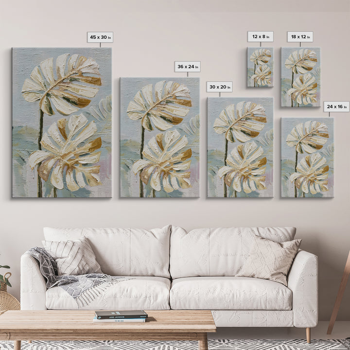 Lush Monstera Leaves Canvas Print, Tropical Art, Beach Decor, Living Room Decor, Oil Painting, Tropic, Fine Art Print, TRO-2x3-81