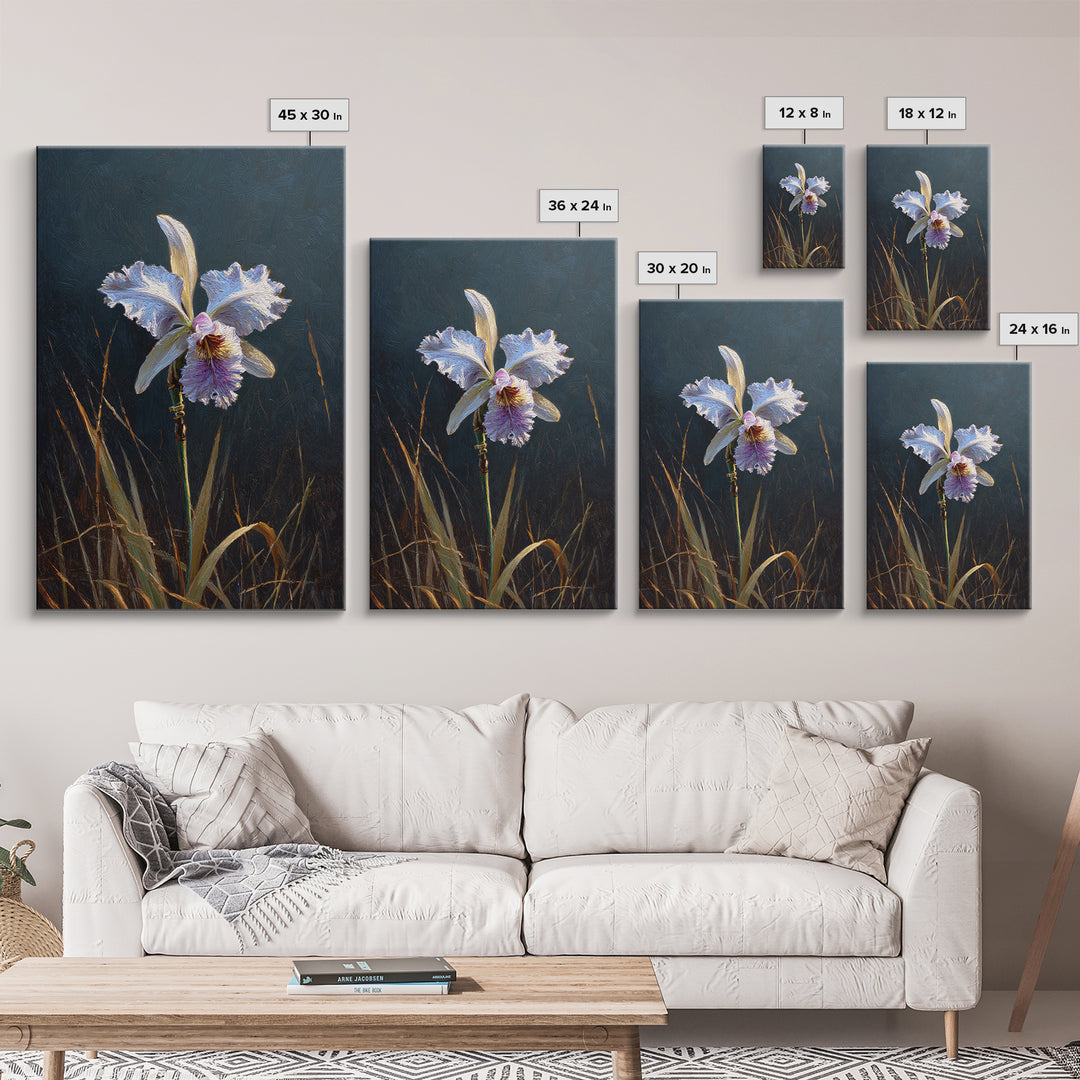 Orchid and Hummingbird Composition Framed Canvas Print, Tropical Art, Pink Wall Art, Living Room Decor, Fine Art, Tropic, TRO-2x3-90