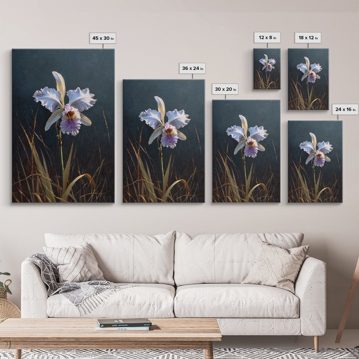 Orchid and Hummingbird Composition Framed Canvas Print, Tropical Art, Pink Wall Art, Living Room Decor, Fine Art, Tropic, TRO-2x3-90