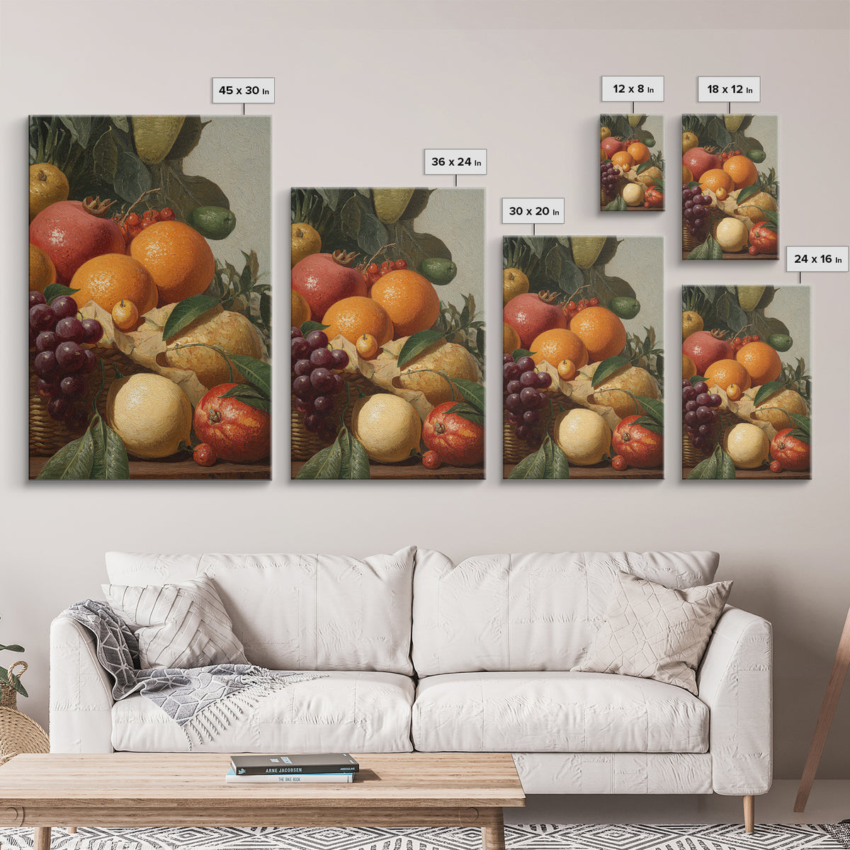 Tropical Fruit Market Arrangement Canvas Print, Tropical Art, Botanical Art, Living Room Decor, Oil Painting, Tropic, TRO-2x3-95