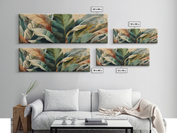 Banana Leaves Layered Framed Canvas Print, Tropical Art, Coastal Decor, Living Room Decor, Fine Art, Tropic, Modern Decor, TRO-3x1-1