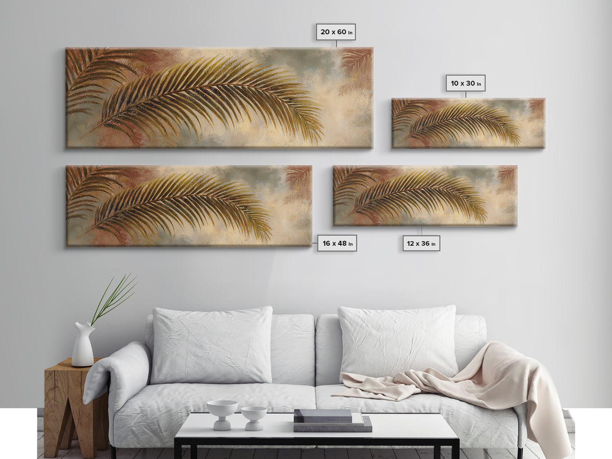 Rain Soaked Palm Leaf Closeup Canvas Print, Tropical Art, Coastal Wall Art, Living Room Decor, Oil Painting, Tropic, TRO-3x1-13