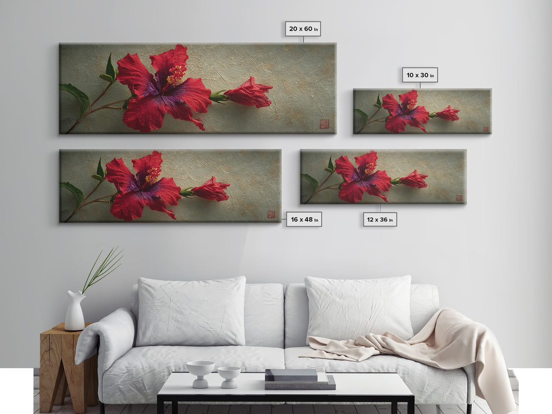 Hibiscus Flower Closeup Canvas Print, Tropical Art, Coastal Art, Living Room Decor, Fine Art, Tropic, Luxury Decor, TRO-3x1-21