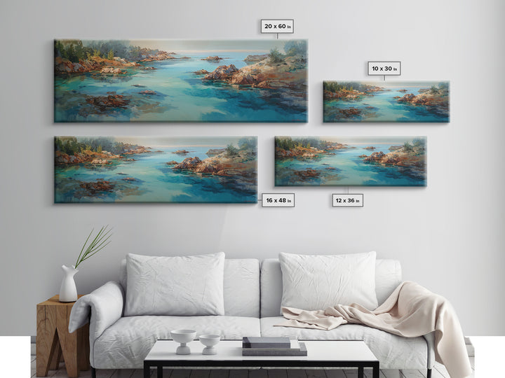 Tropical Lagoon with Turquoise Water Framed Canvas Print, Tropical Art, Room Decor, Living Room Decor, Fine Art, Tropic, TRO-3x1-23