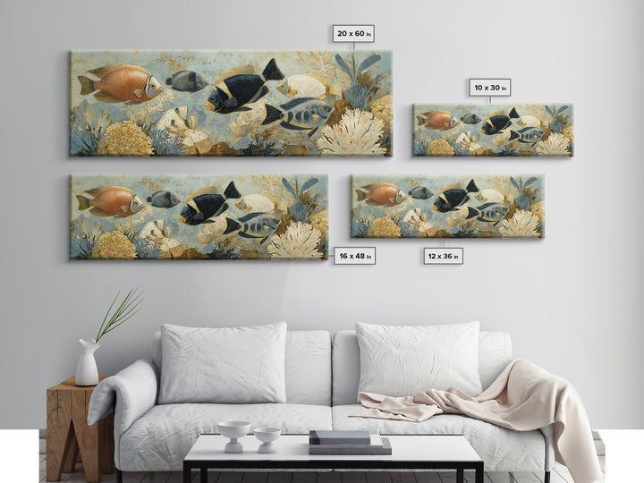 Tropical Fish over Coral Reef Canvas Print, Tropical Art, Fine Art Print, Living Room Decor, Fine Art, Tropic, Digital Prints, TRO-3x1-3