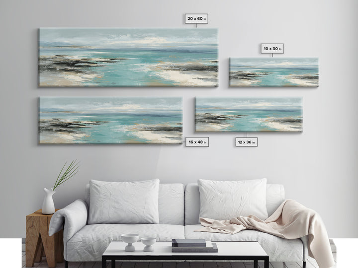 Tropical Lagoon with Turquoise Water Framed Canvas Print, Tropical Art, Digital Art, Living Room Decor, Oil Painting, Tropic, TRO-3x1-47
