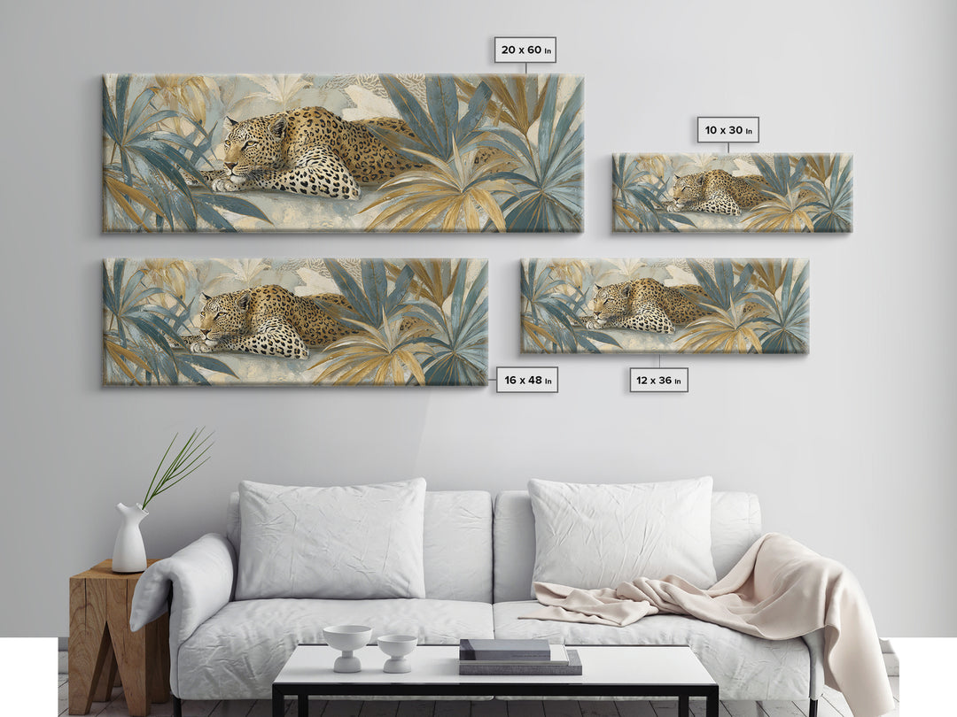 Leopard Hidden Among Palm Leaves Canvas Print, Tropical Art, Coastal Art, Living Room Decor, Fine Art, Tropic, Luxury Decor, TRO-3x1-6