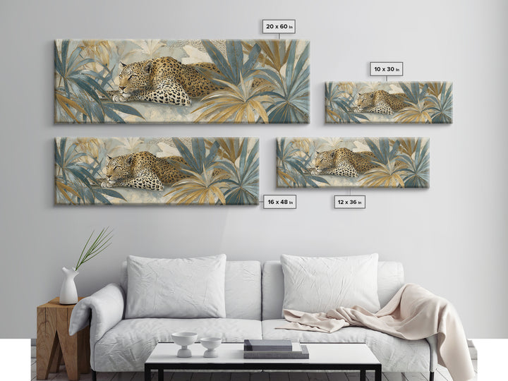 Leopard Hidden Among Palm Leaves Canvas Print, Tropical Art, Coastal Art, Living Room Decor, Fine Art, Tropic, Luxury Decor, TRO-3x1-6