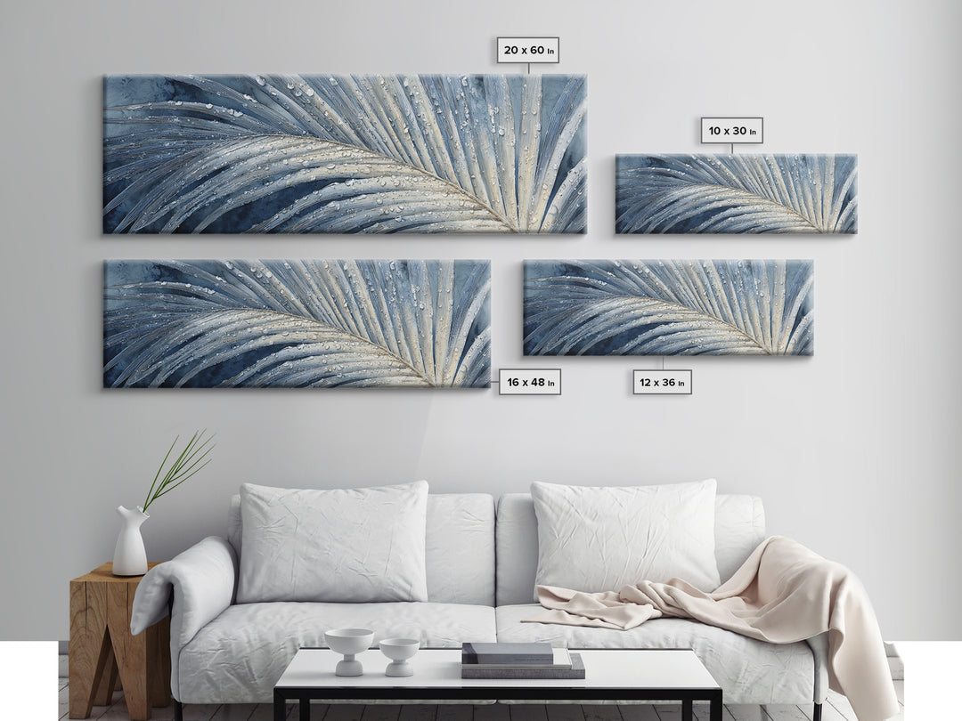 Rain Soaked Palm Leaf Closeup Canvas Print, Tropical Art, Botanical Art, Living Room Decor, Watercolor Art, Tropic, TRO-3x1-61