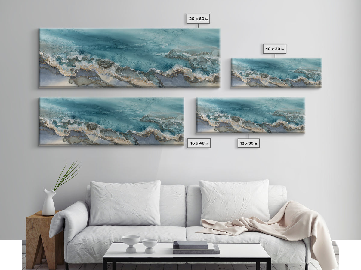 Tropical Lagoon with Turquoise Water Canvas Print, Tropical Art, Pink Wall Art, Living Room Decor, Tropic, Coastal Art, TRO-3x1-71