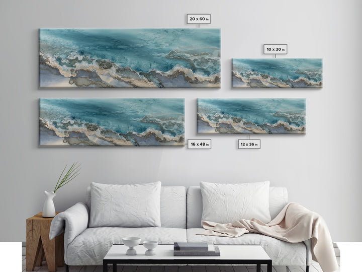 Tropical Lagoon with Turquoise Water Canvas Print, Tropical Art, Pink Wall Art, Living Room Decor, Tropic, Coastal Art, TRO-3x1-71