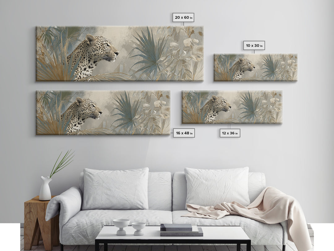 Leopard Hidden Among Palm Leaves Canvas Print, Tropical Art, Printable, Living Room Decor, Fine Art, Tropic, Coastal Decor, TRO-3x1-78