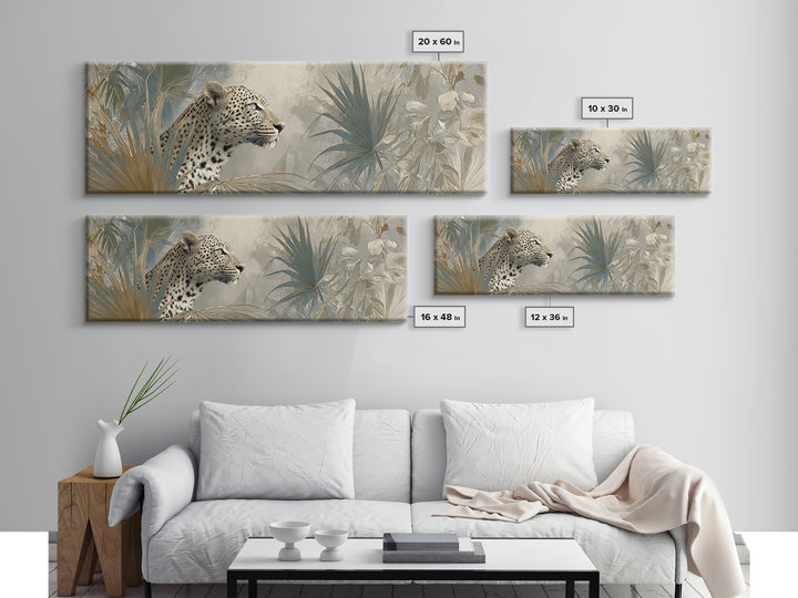 Leopard Hidden Among Palm Leaves Canvas Print, Tropical Art, Printable, Living Room Decor, Fine Art, Tropic, Coastal Decor, TRO-3x1-78