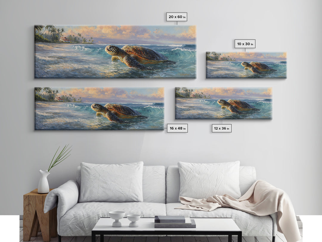 Sea Turtle Near Tropical Reef Canvas Print, Tropical Art, Wall Art Prints, Living Room Decor, Fine Art, Tropic, Beach Wall Art, TRO-3x1-83
