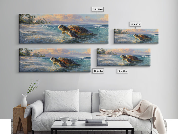 Sea Turtle Near Tropical Reef Canvas Print, Tropical Art, Wall Art Prints, Living Room Decor, Fine Art, Tropic, Beach Wall Art, TRO-3x1-83