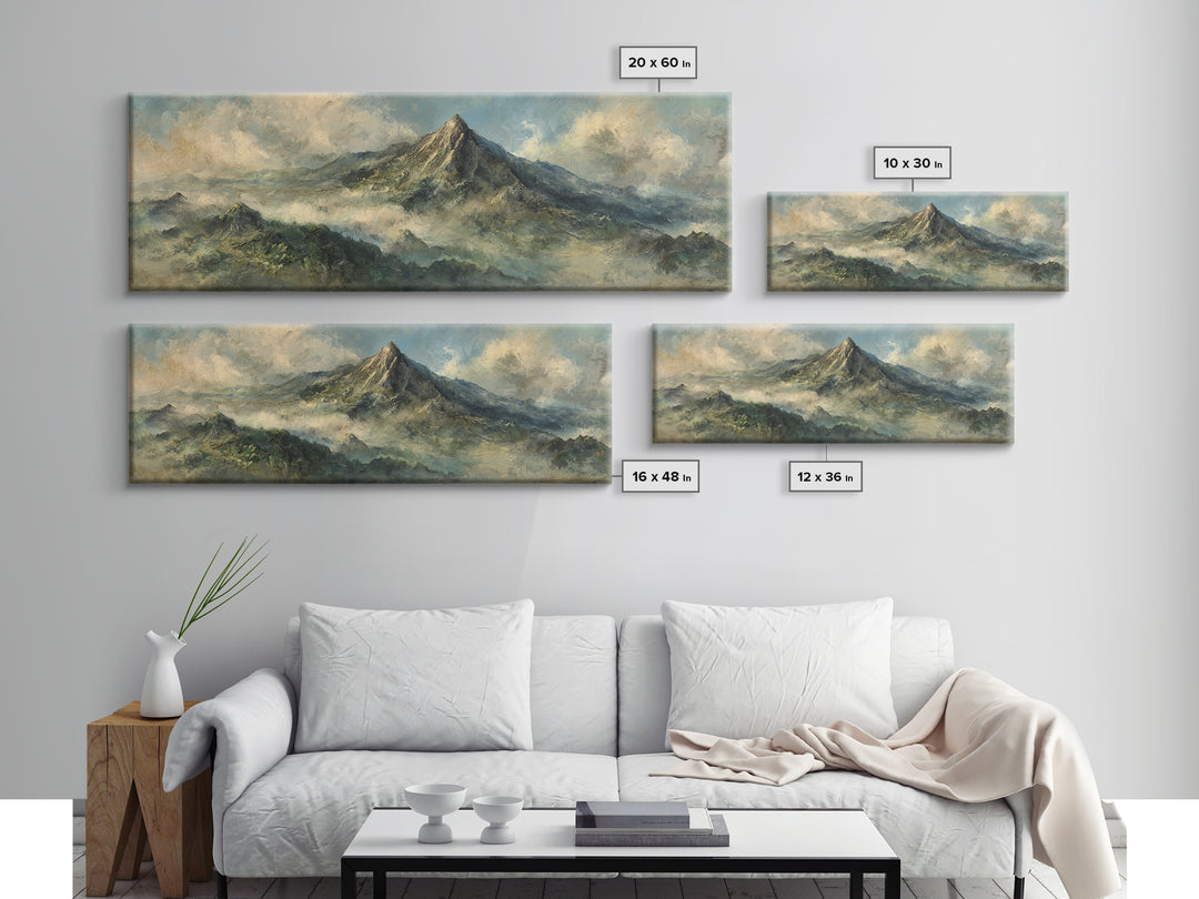 Island Volcano with Lush Foreground Framed Canvas Print, Tropical Art, Set of 3 Prints, Living Room Decor, Fine Art, Tropic, TRO-3x1-9