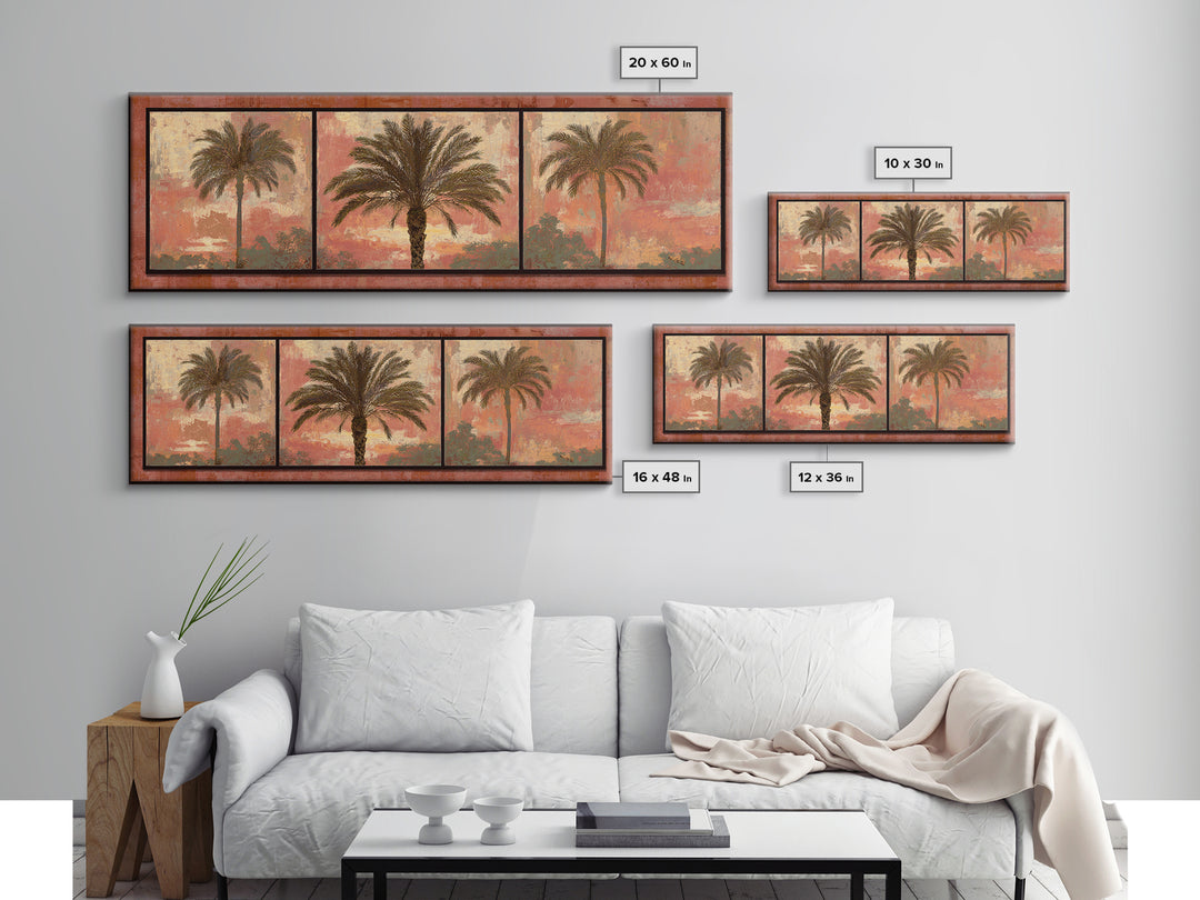 Palm Tree Silhouettes Canvas Print, Tropical Art, Digital Art, Living Room Decor, Oil Painting, Tropic, Watercolor Art, TRO-3x1-92