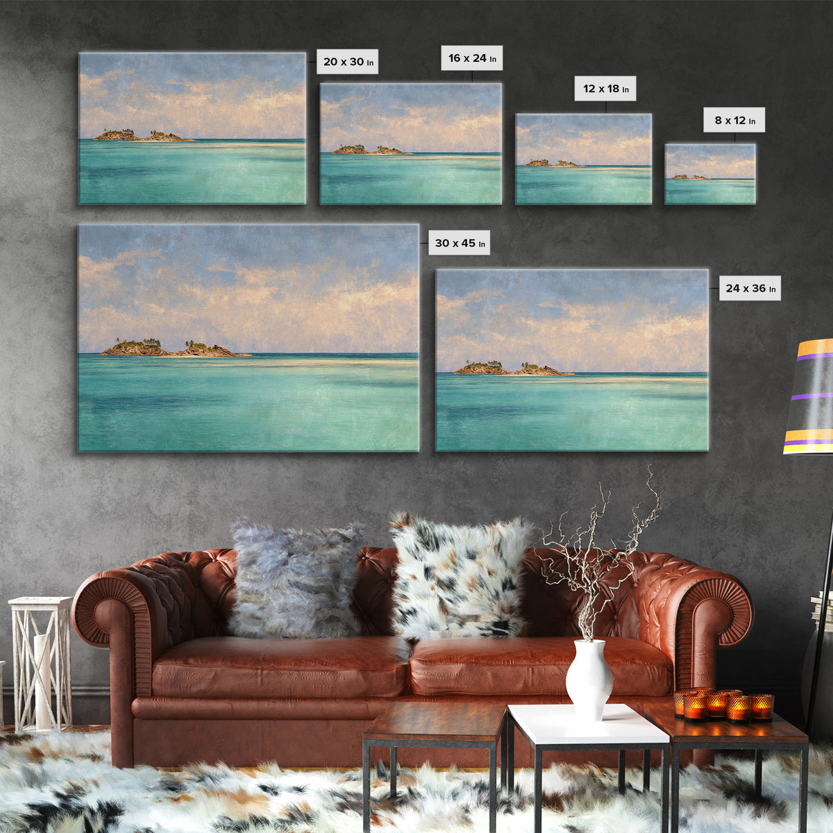 Tropical Lagoon with Turquoise Water Framed Canvas Print, Tropical Art, Room Decor, Living Room Decor, Fine Art, Tropic, TRO-3x2-35