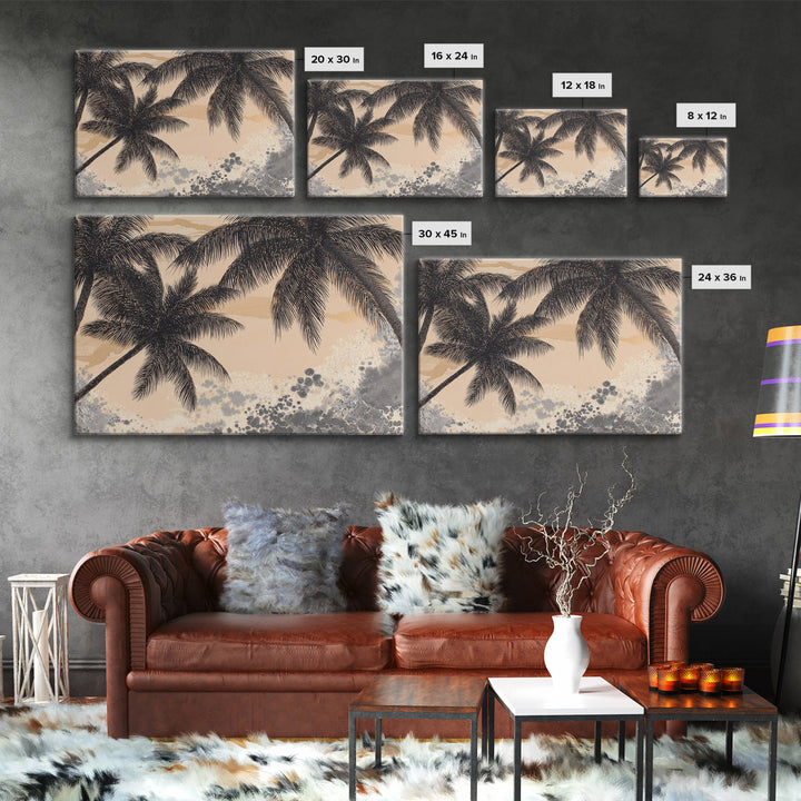 Palm Tree Silhouettes Canvas Print, Tropical Art, Room Decor, Living Room Decor, Fine Art, Tropic, Printable, TRO-3x2-56