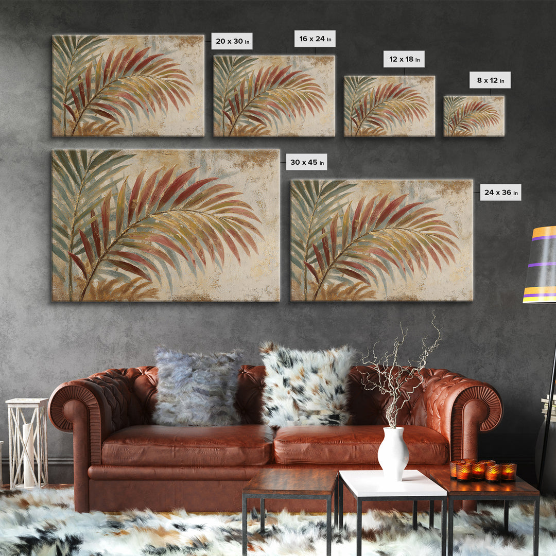 Rain Soaked Palm Leaf Closeup Canvas Print, Tropical Art, Neutral Decor, Living Room Decor, Oil Painting, Tropic, Home Decor, TRO-3x2-73