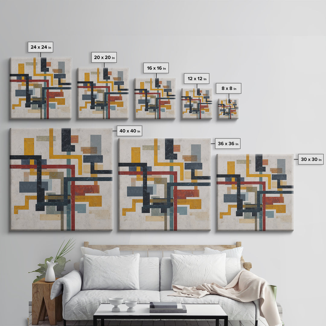 Abstract Subway Map Lines Without Labels Canvas Print, Urban Art, Home Decor, Living Room Decor, Abstract Art, Urban, URB-1x1-4