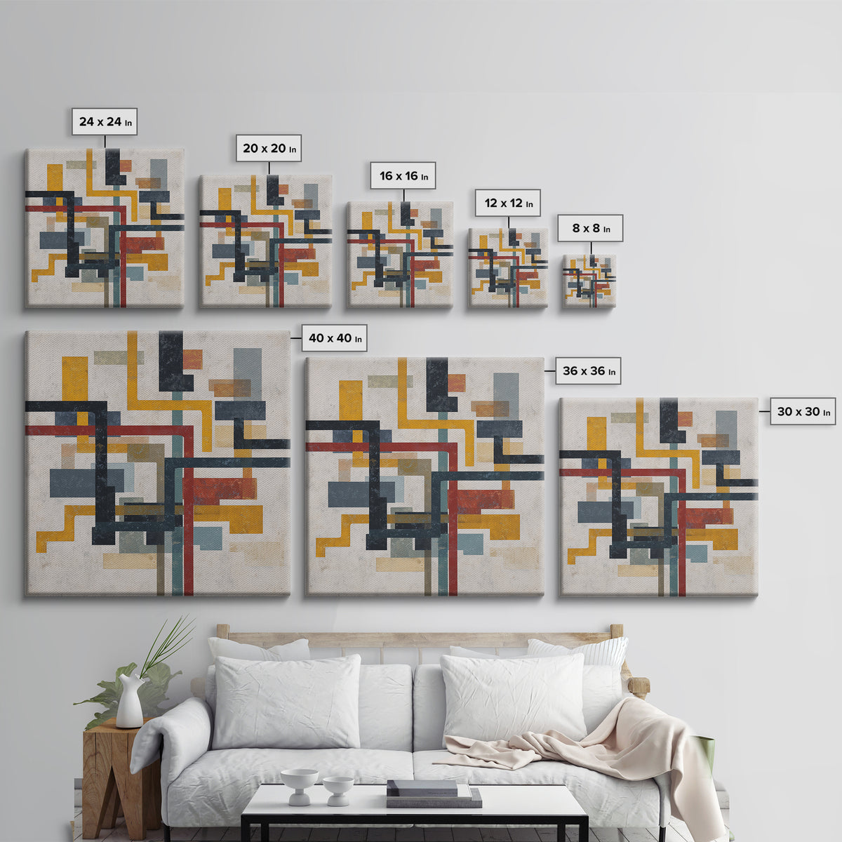 Abstract Subway Map Lines Without Labels Canvas Print, Urban Art, Home Decor, Living Room Decor, Abstract Art, Urban, URB-1x1-4