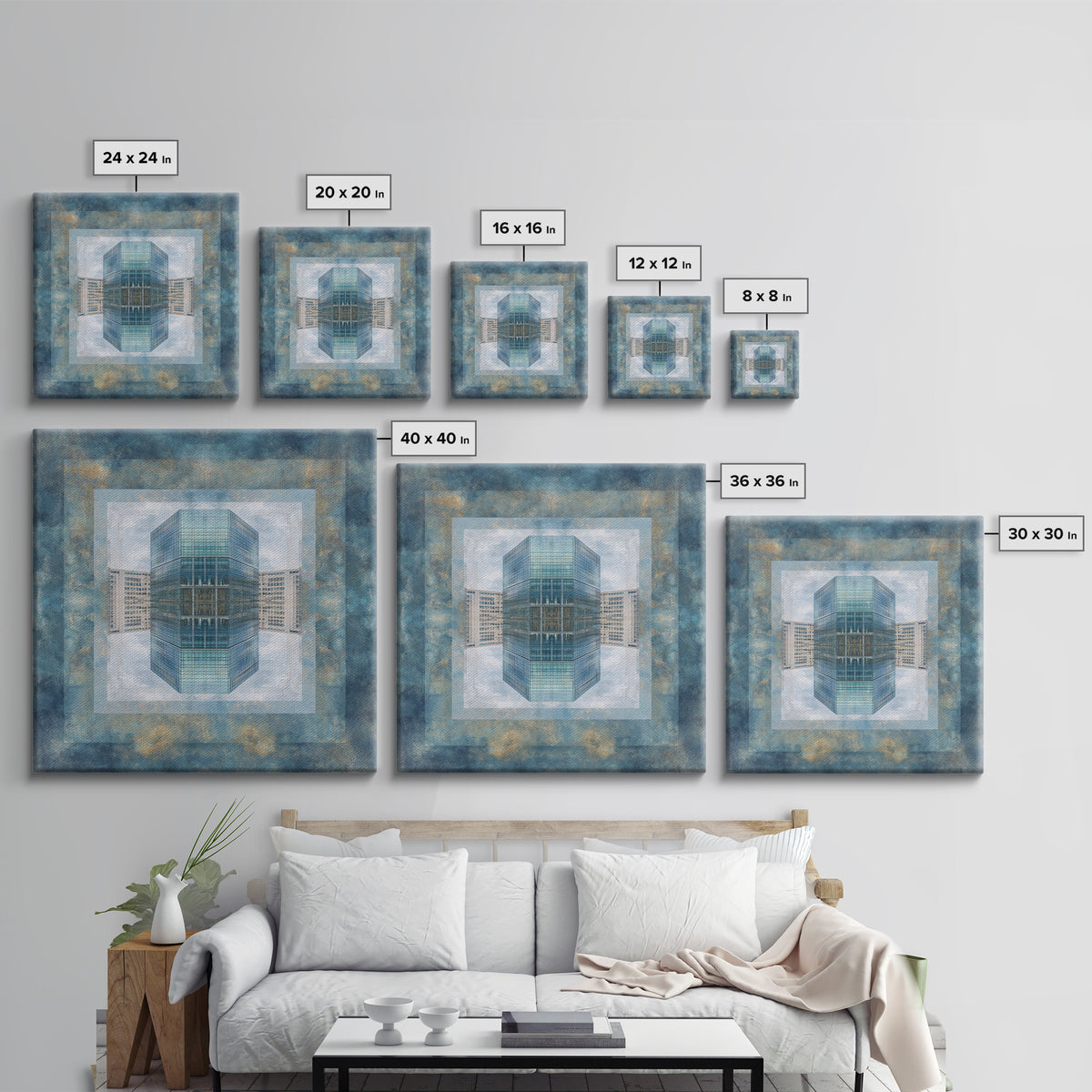 Modern Skyscraper Glass Reflections Canvas Print, Urban Art, Modern Decor, Living Room Decor, Fine Art, Urban, Home Decor, URB-1x1-86