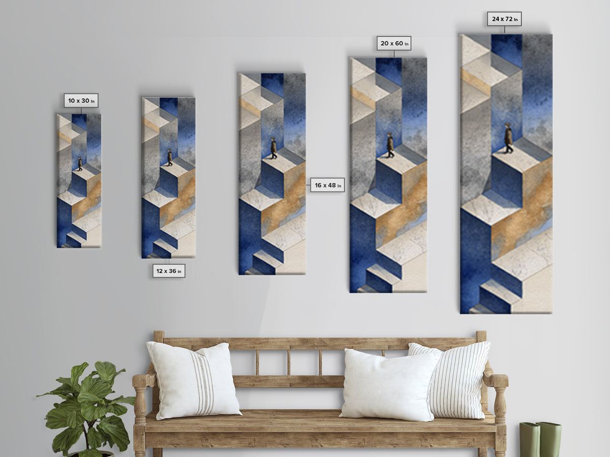 Skateboarder Crossing a Concrete Plaza Canvas Print, Urban Art, Art Deco, Living Room Decor, Fine Art, Urban, Book Shelf Decor, URB-1x3-43