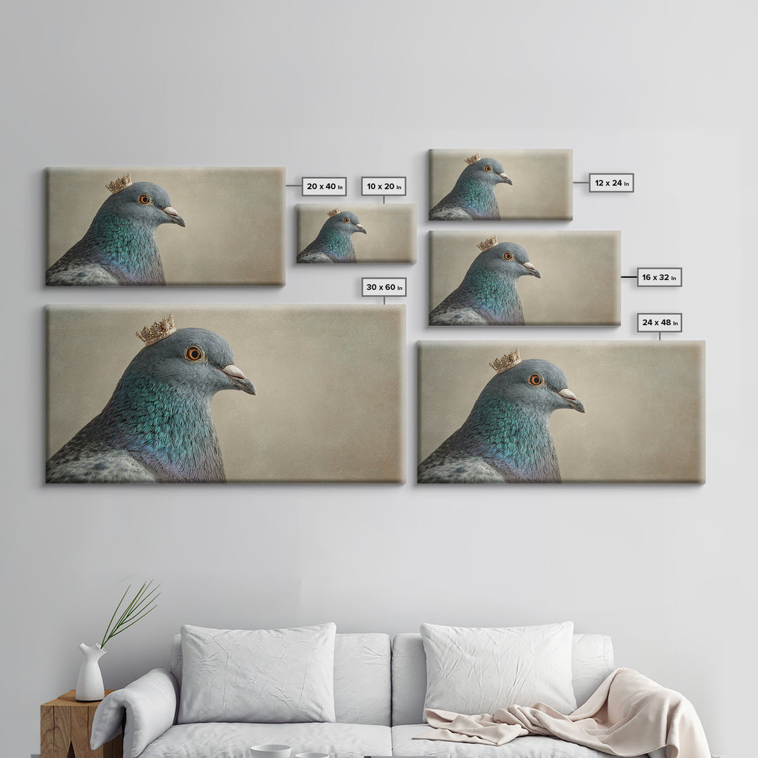 Urban Pigeon Portrait Framed Canvas Print, Urban Art, Minimalist Decor, Living Room Decor, Fine Art, Urban, Textured Wall Art, URB-2x1-28