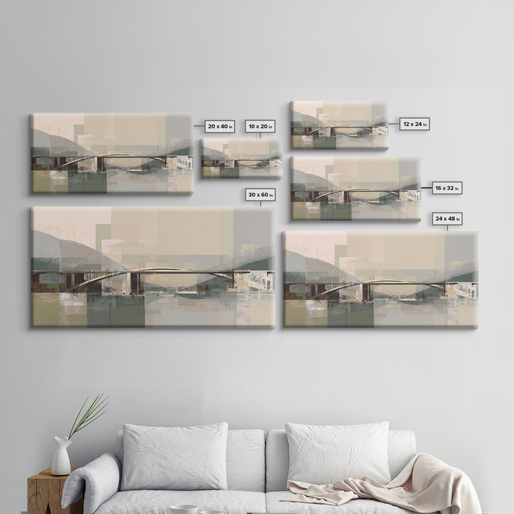 City Bridge Structure Framed Canvas Print, Urban Art, Luxury Decor, Living Room Decor, Fine Art, Urban, Original Painting, URB-2x1-30