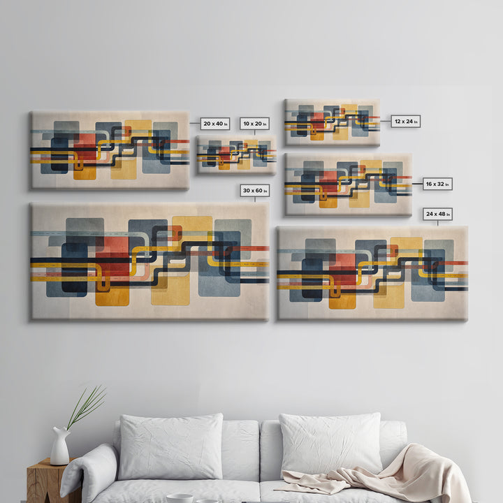 Abstract Subway Map Lines Without Labels Canvas Print, Urban Art, Wall Decor, Living Room Decor, Abstract Art, Urban, URB-2x1-48