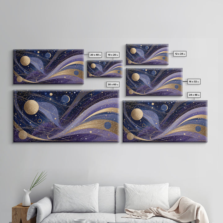 Night Skyline under Crescent Moon Canvas Print, Urban Art, Art Deco, Living Room Decor, Abstract Art, Urban, Book Shelf Decor, URB-2x1-68
