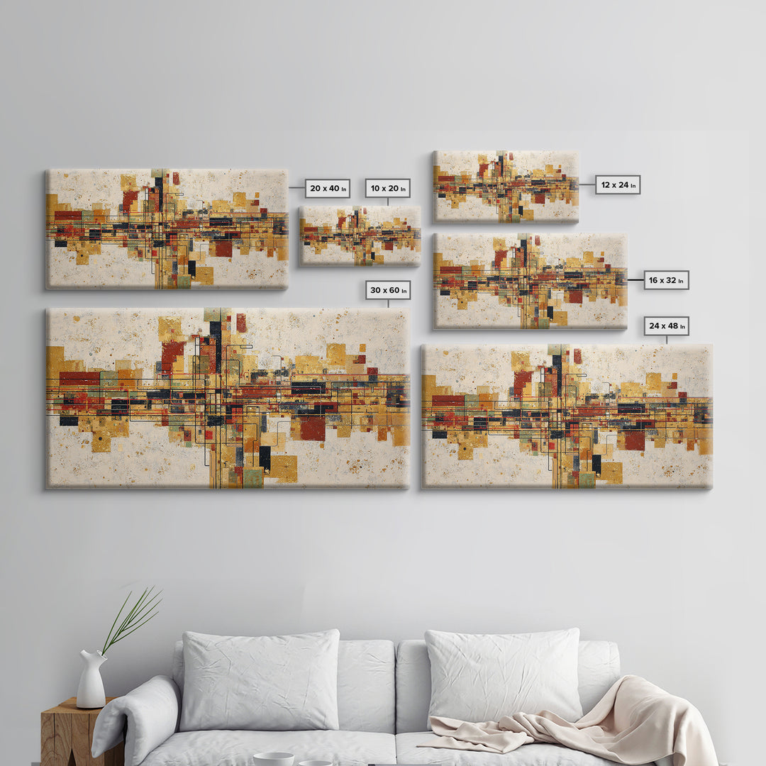 Abstract Subway Map Lines Without Labels Framed Canvas Print, Urban Art, Original Art, Living Room Decor, Abstract Art, Urban, URB-2x1-72