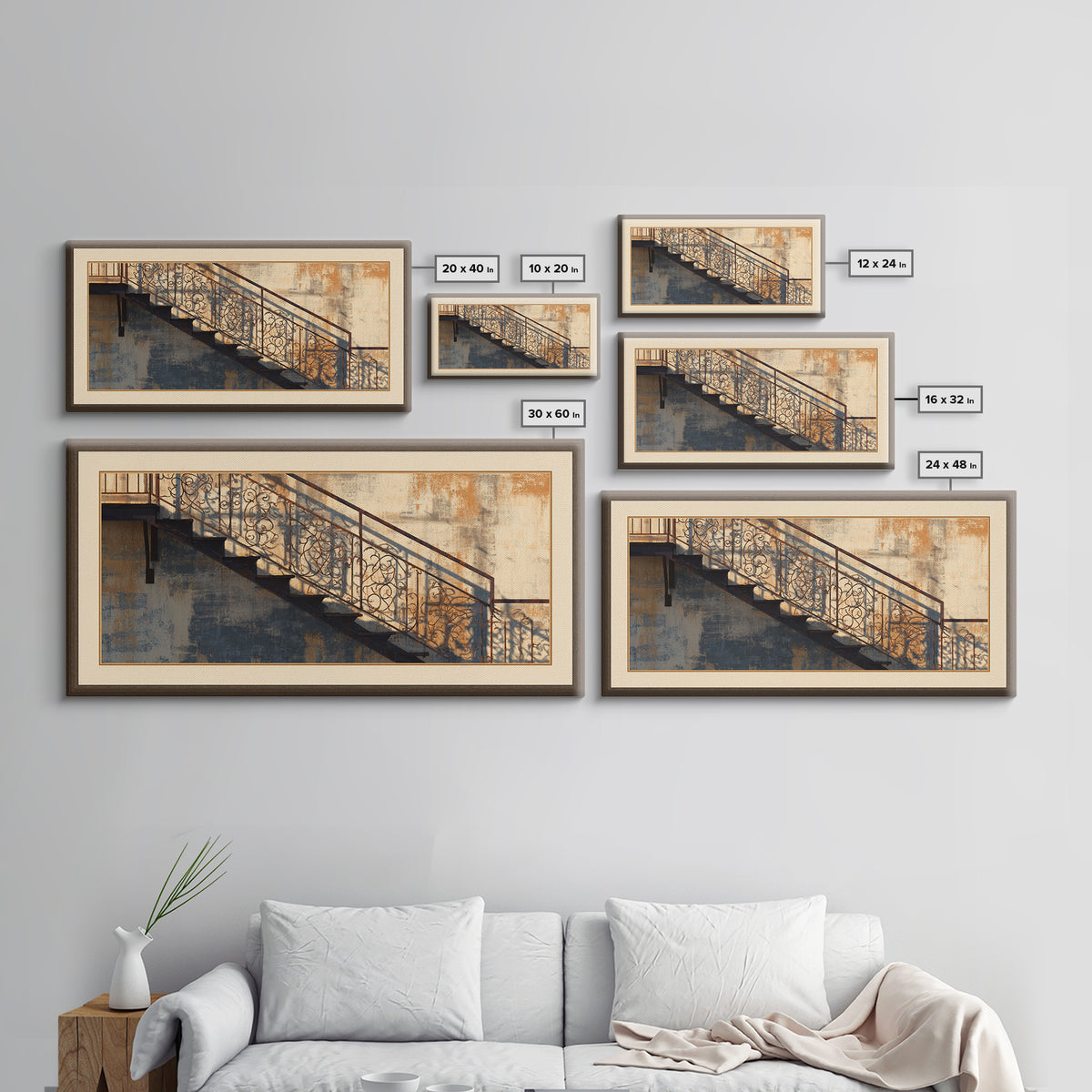 Fire Escape Silhouette Canvas Print, Urban Art, Wall Decor, Living Room Decor, Fine Art, Urban, Living Room Wall Art, URB-2x1-94