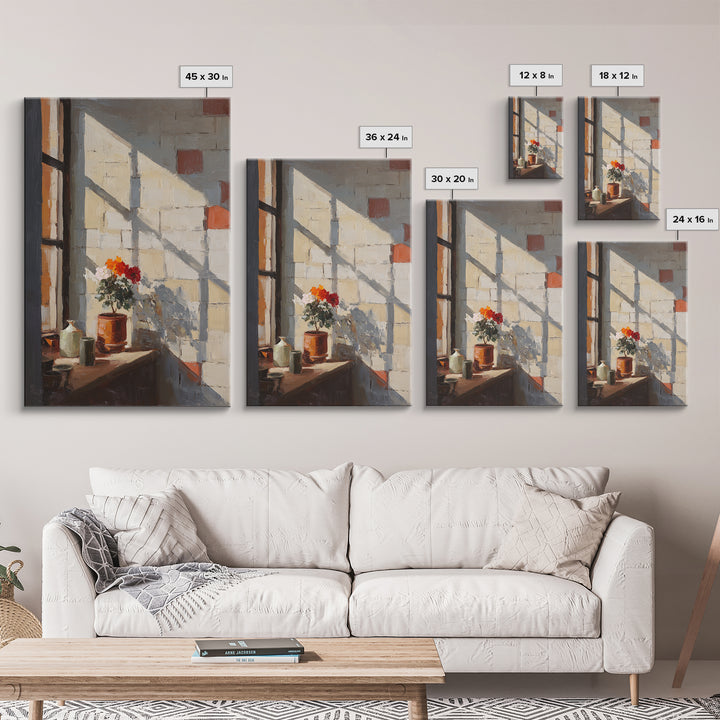 Brick Wall and Window Shadows as Geometry Canvas Print, Urban Art, Original Art, Living Room Decor, Urban, Black Woman Art, URB-2x3-61