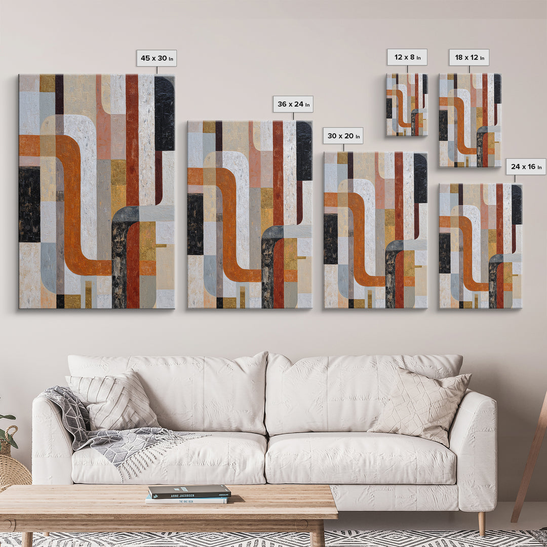 High Rise Window Grid Abstract Framed Canvas Print, Urban Art, Oil Painting, Living Room Decor, Abstract Art, Urban, URB-2x3-75