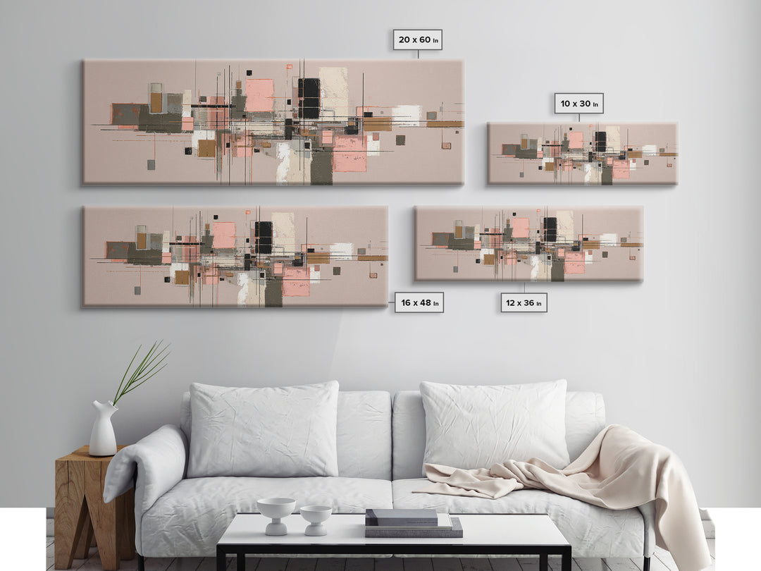High Rise Window Grid Abstract Canvas Print, Urban Art, Pop Art, Living Room Decor, Abstract Art, Urban, Textured Painting, URB-3x1-11