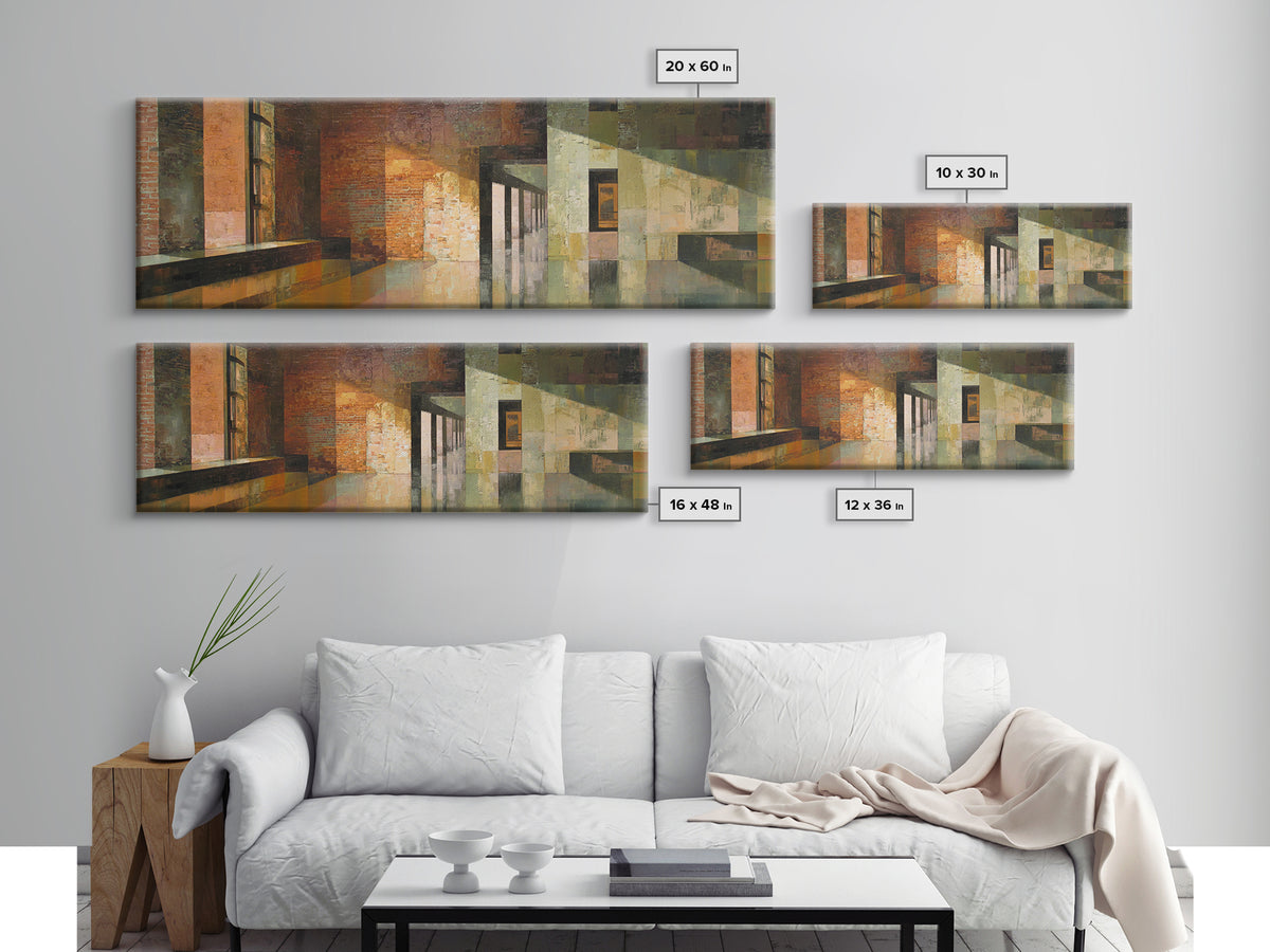 Brick Wall and Window Shadows as Geometry Canvas Print, Urban Art, African American Art, Living Room Decor, Fine Art, Urban, URB-3x1-45