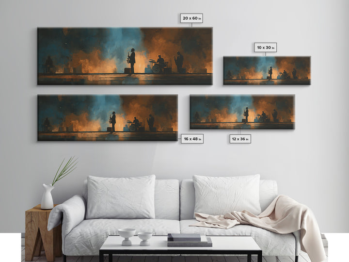 Urban Jazz Musician Silhouette Canvas Print, Urban Art, Poster, Living Room Decor, Urban, Modern Wall Art, Black Wall Art, URB-3x1-80