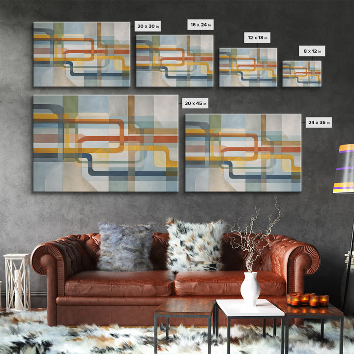 Abstract Subway Map Lines Without Labels Framed Canvas Print, Urban Art, Statement Artwork, Living Room Decor, Abstract Art, URB-3x2-80