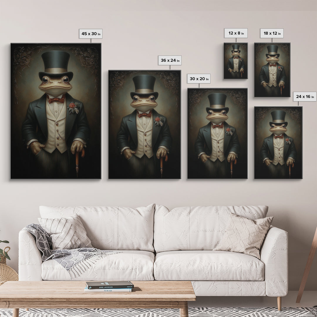 Toad Prince, Victorian Animal Portrait, Halloween Art, Gothic Whimsy Decor, Anthropomorphic Costume Art